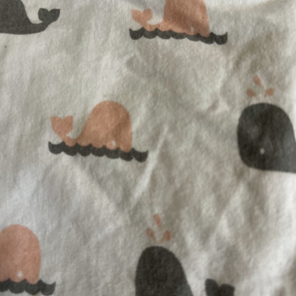 TL Care Baby Mini Crib Sheet Fitted Gray and Pink Whale 24x38"